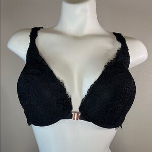 Savage X Fenty Elegant Black Lace Front-closure Underwire Bra 36DDD